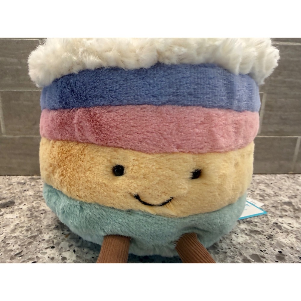 Darling Jellycat NWT M Amuseables Rainbow Birthday Cake Plush and Dust Bag OOS - Picture 3 of 9